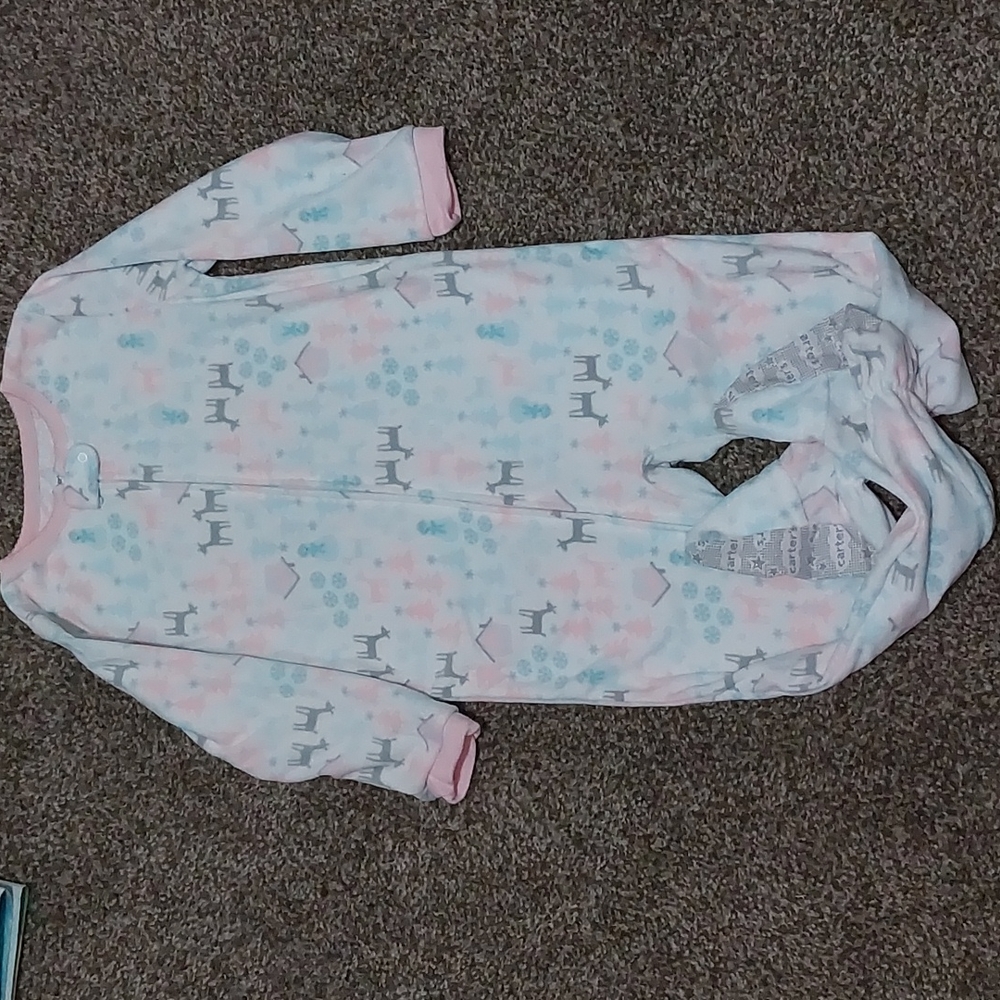 Light Blue and Pink Deer Carters Pajama Suit